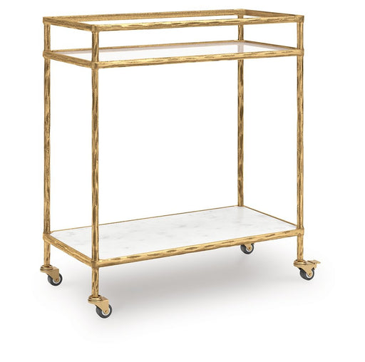 Plattfield - Bar Cart - Antique Gold Finish - R&R Furniture Gallery (Fountain Valley, CA)