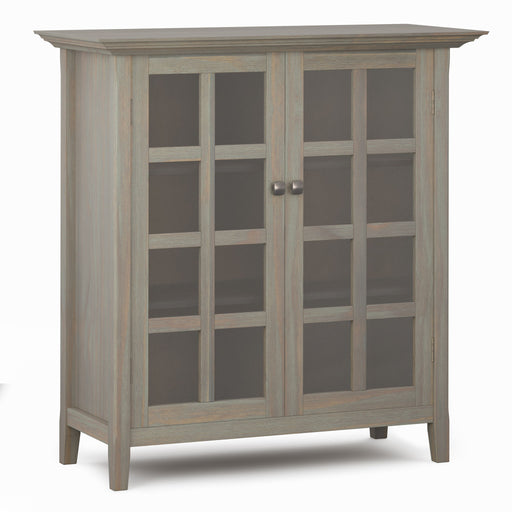 Handcrafted Acadian Medium Storage Cabinet by Simpli-Home, natural wood accent cabinet with doors and storage space.