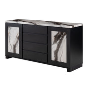 Stacey - Buffet With Storage Drawers And Marble Detailing - Black / Marble - R&R Furniture Gallery (Fountain Valley, CA)