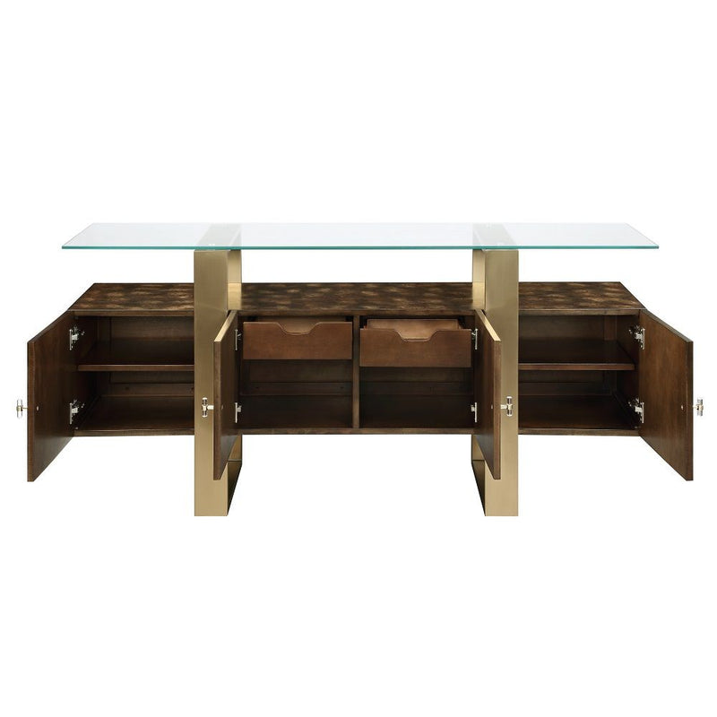 Mabyn - Console Cabinet - Brass & Antique Brown - R&R Furniture Gallery (Fountain Valley, CA)