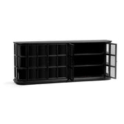 Carson 4-door buffet cabinet in loft black by Classic Home, showing the sleek storage with four doors and modern design.