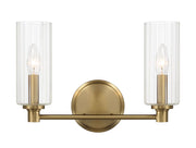 Regal - Double Light Vanity With Clear Ribbed Satin - Antique Brass / Clear - R&R Furniture Gallery (Fountain Valley, CA)