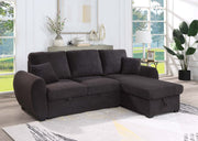 Veronica - Reversible Sleeper Sectional Sofa With Storage Chaise - Black - R&R Furniture Gallery (Fountain Valley, CA)