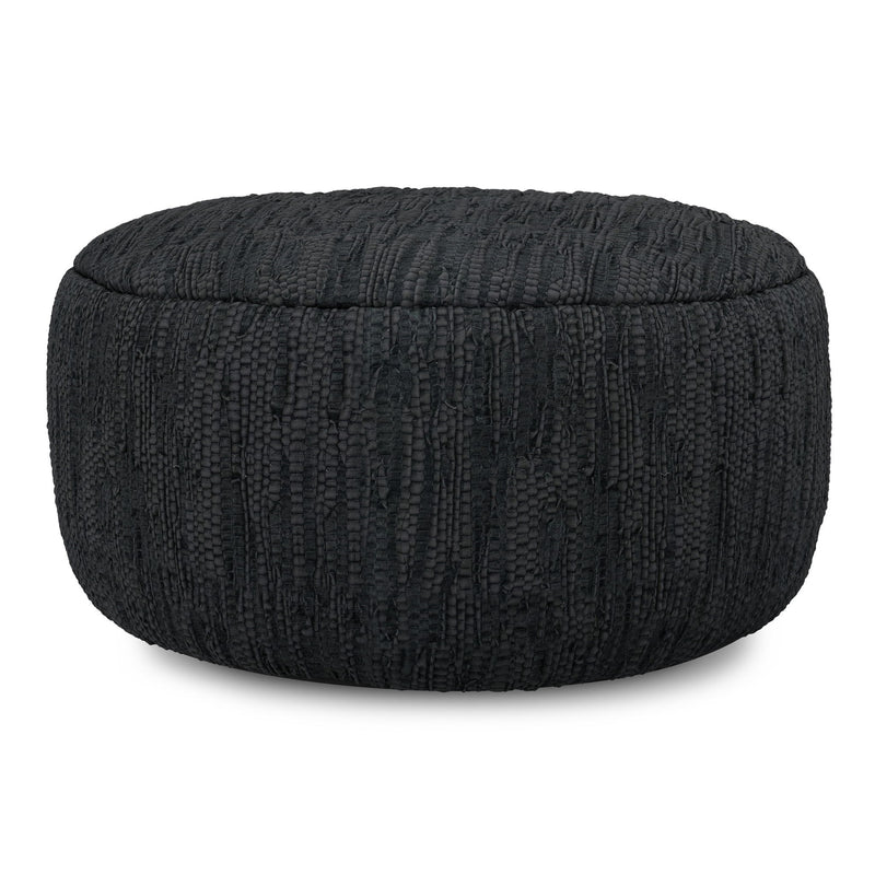 Fredrik - Round Pouf - Black - R&R Furniture Gallery (Fountain Valley, CA)