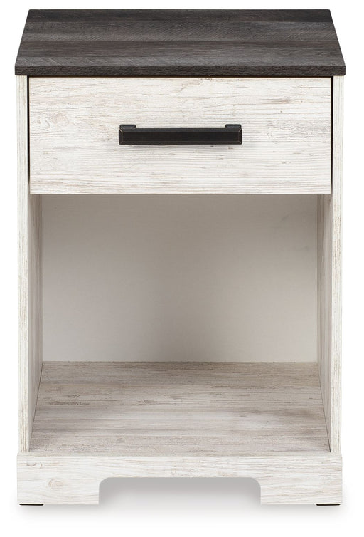 Shawburn - One Drawer Night Stand - Whitewash / Charcoal Gray - R&R Furniture Gallery (Fountain Valley, CA)