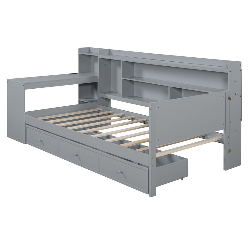 Daybed With 3 Drawers USB Ports And Desk - R&R Furniture Gallery (Fountain Valley, CA)
