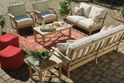 Signature Design by Ashley Clare View lounge set features outdoor 3-piece set with cushioned chairs and table for patio relaxation.