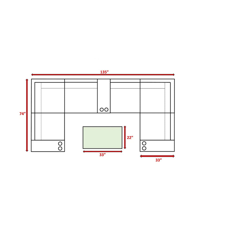 Outdoor Wicker Sectional With Weather Resistant Cushions And Table - R&R Furniture Gallery (Fountain Valley, CA)