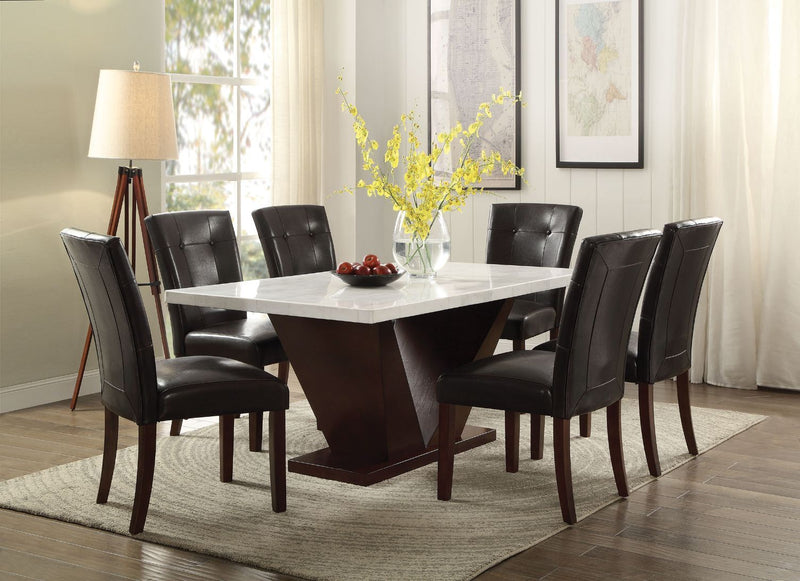 Forbes - Dining Table With Marble Top - White Marble Top & Walnut - R&R Furniture Gallery (Fountain Valley, CA)