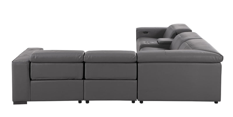 1208 - 6-Piece L-Shaped Leather Reclining Sectional With 3 Power Recliners