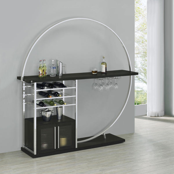 Risley 2-door Circular LED Wine Cabinet Dark Charcoal
