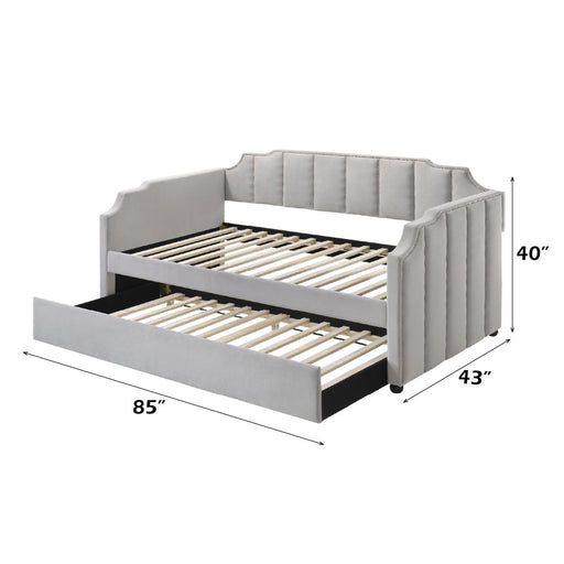 Peridot - Twin Daybed With Trundle - Dove Gray Velvet - R&R Furniture Gallery (Fountain Valley, CA)