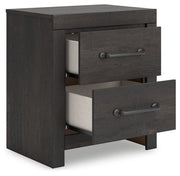 Hollivern - Two Drawer Night Stand - Dark Gray - R&R Furniture Gallery (Fountain Valley, CA)