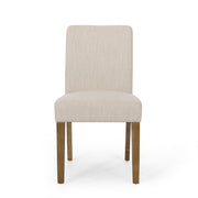Noble House contemporary dining chair set with upholstered seats and tapered wooden legs, modern and stylish for dining rooms.
