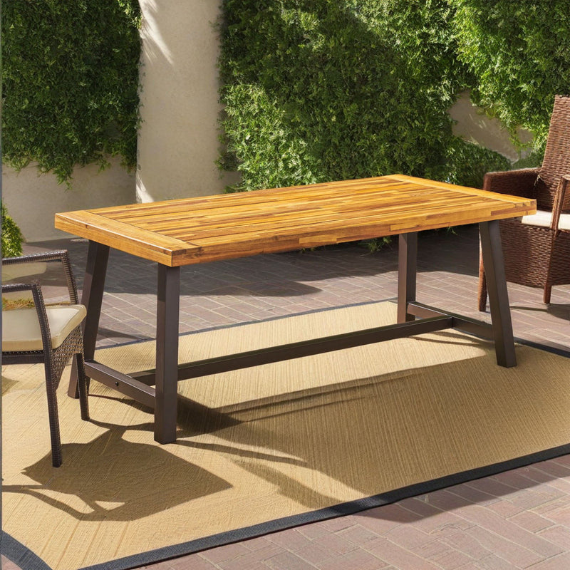 Outdoor Sandblast Finish Acacia Wood Dining Table - R&R Furniture Gallery (Fountain Valley, CA)