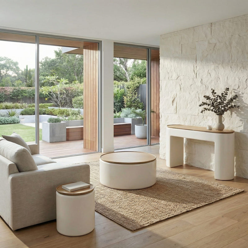 Oskar Lift Top Round Coffee Table in Barley