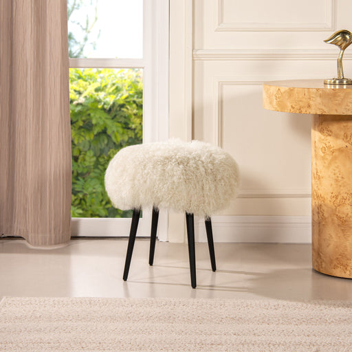 Alberta - Mongolian Sheepskin Round Ottoman - R&R Furniture Gallery (Fountain Valley, CA)