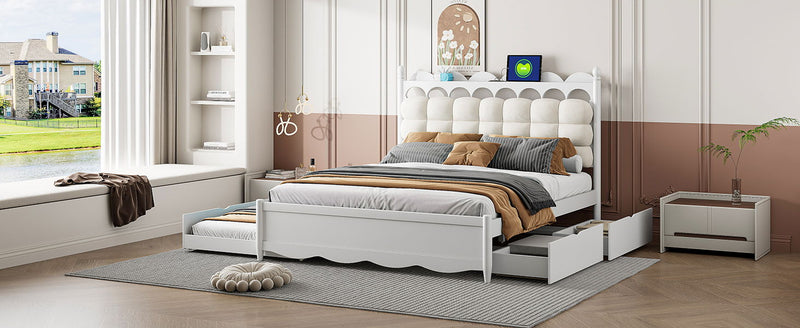 Storage Platform Bed, With 2 Big Drawers, Trundle, One Set Of Sockets & USB Ports - R&R Furniture Gallery (Fountain Valley, CA)
