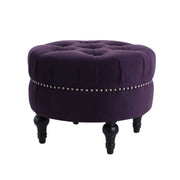 Dawn - Tufted Round Ottoman Nailhead Accents - Purple - R&R Furniture Gallery (Fountain Valley, CA)