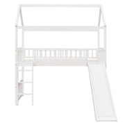 DreamHaus loft bed with built-in slide, featuring a modern wooden frame and a cozy sleeping area with playful slide attachment.