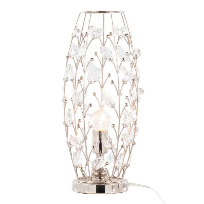 Lumi Source Crystal Buds contemporary uplight table lamp with polished nickel finish and clear crystal accents.