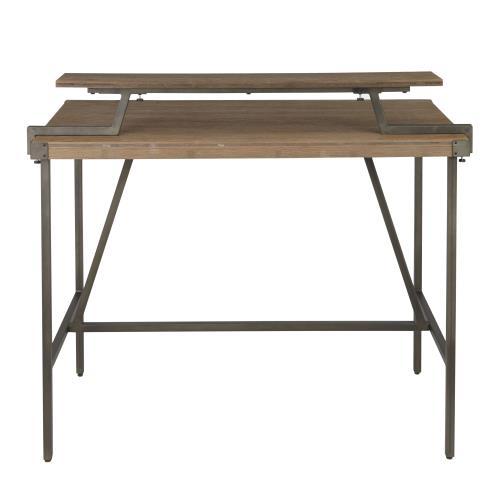 Lumi Source Gia industrial counter table with wooden top and black metal legs, ideal for modern home or commercial interiors.