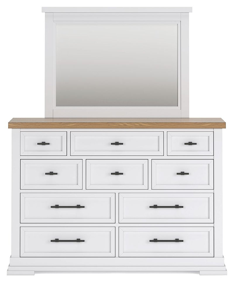 Ashbryn - Dresser And Mirror - White / Natural - R&R Furniture Gallery (Fountain Valley, CA)