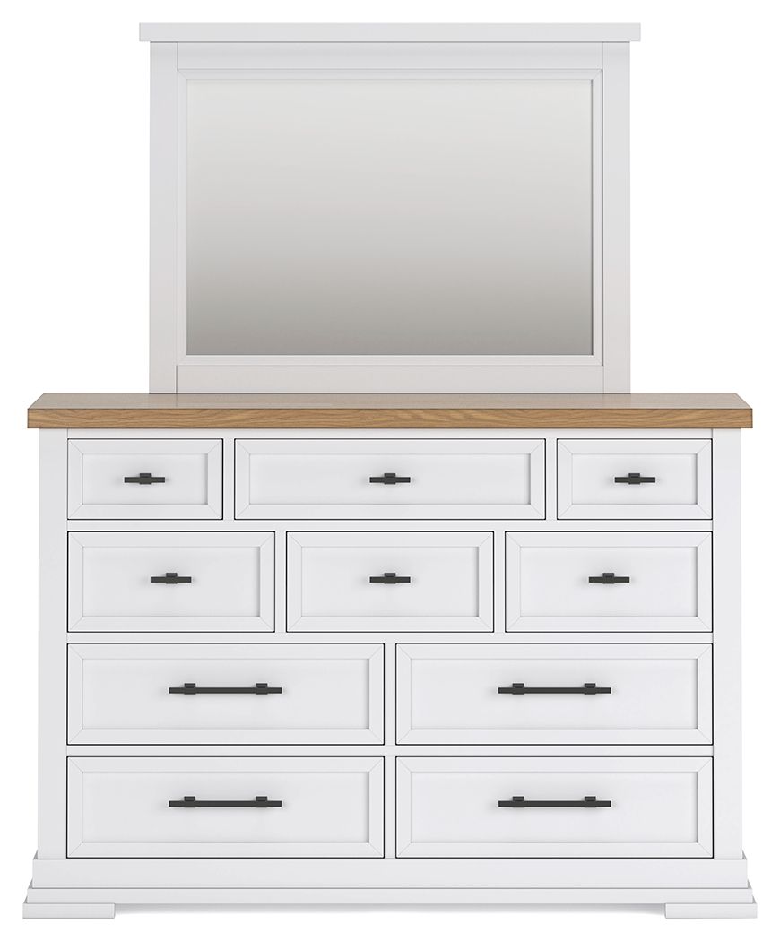 Ashbryn - Dresser And Mirror - White / Natural - R&R Furniture Gallery (Fountain Valley, CA)
