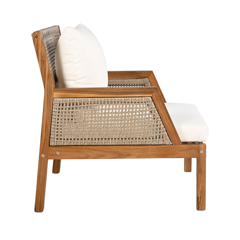 Acacia Wood Patio Furniture Club Chair, Outdoor Wicker Armchair, Deep Seating With Soft Cushions For Porch - Teak / Mix Brown - R&R Furniture Gallery (Fountain Valley, CA)