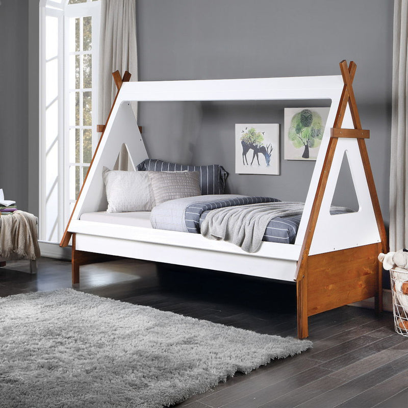 Loreen - Twin Bed - Oak & White - R&R Furniture Gallery (Fountain Valley, CA)