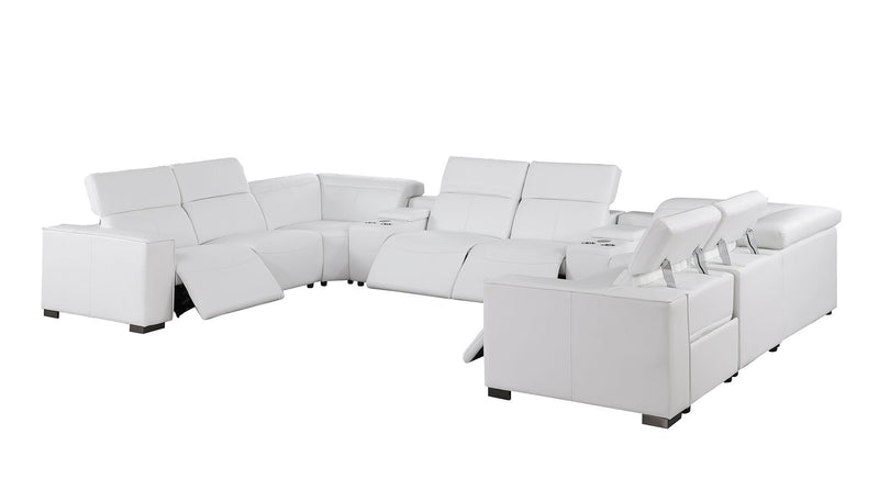 1208 - 10 Piece U Shaped Leather Sectional With 4 Power Recliners & Power Headrest