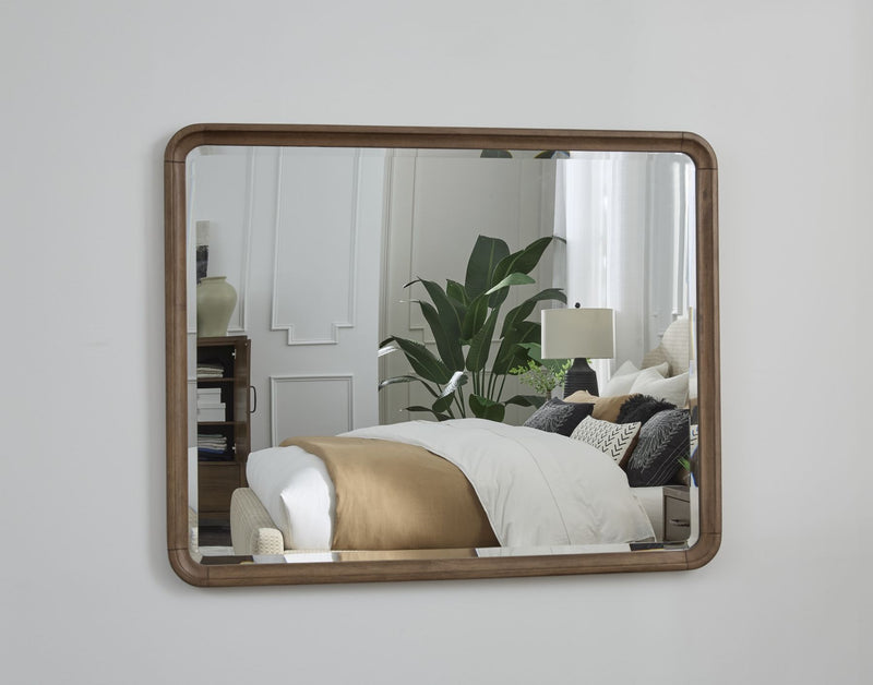 Modus Arden Drs mirror in Tavern Brown with a sleek, standalone design and rounded frame, ideal for modern interior decor.