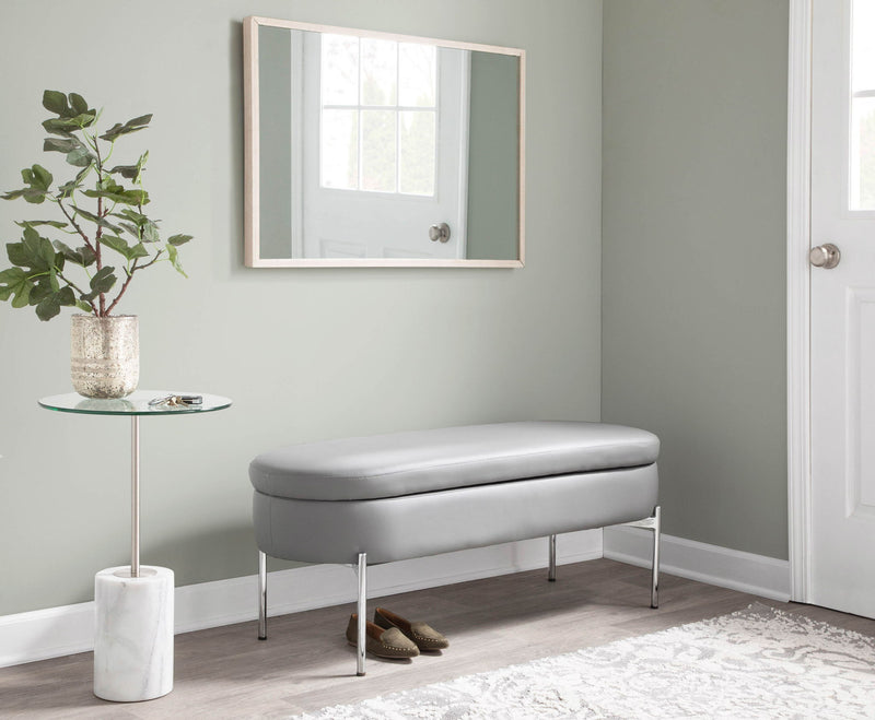 Lumi Source Chloe contemporary glam storage bench with sleek upholstered seat and storage space underneath, ideal for modern decor.