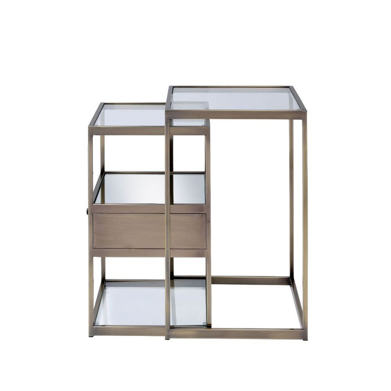 Enca - Nesting Table Set - Clear Glass & Antique Brass - R&R Furniture Gallery (Fountain Valley, CA)