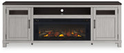 Darborn - 88" TV Stand With Electric Infrared Fireplace Insert - Gray / Brown - R&R Furniture Gallery (Fountain Valley, CA)