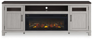 Darborn - 88" TV Stand With Electric Infrared Fireplace Insert - Gray / Brown - R&R Furniture Gallery (Fountain Valley, CA)