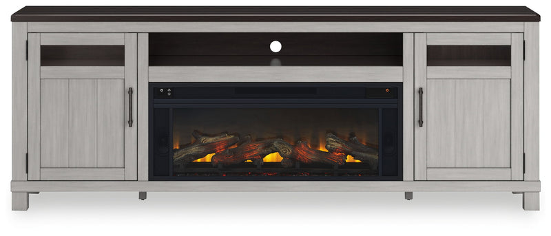 Darborn - 88" TV Stand With Electric Infrared Fireplace Insert - Gray / Brown - R&R Furniture Gallery (Fountain Valley, CA)