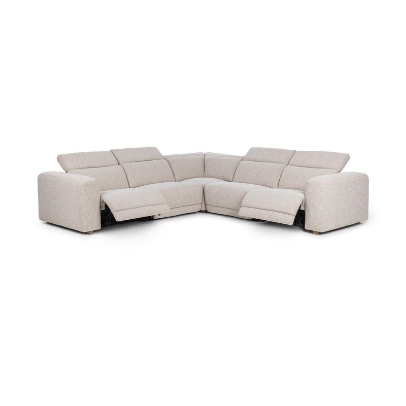 Classic Home Knoxville power recliner sectional in neutral fabric with plush cushions and reclining features.