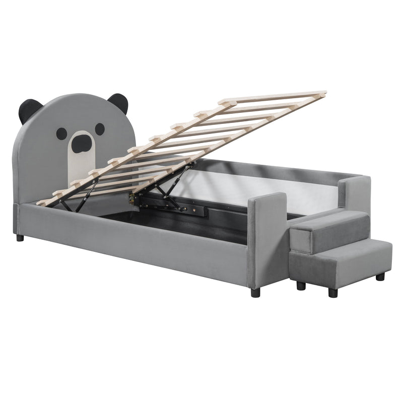 Upholstered Daybed With Bear Shaped Headboard, Hydraulic System And Breathable Fence - R&R Furniture Gallery (Fountain Valley, CA)