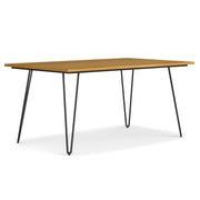 Simpli-Home Hunter square tabletop dining table with wooden finish and modern design, suitable for kitchen or dining room.