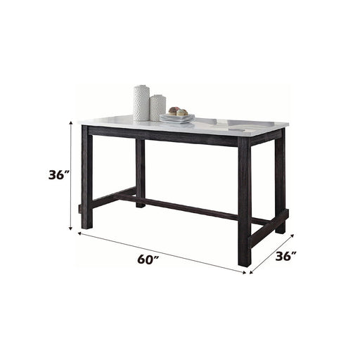 Yelena - Counter Height Table With Marble Top - Marble Top & Weathered Espresso - R&R Furniture Gallery (Fountain Valley, CA)