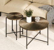 Radial - Pattern Coffee And End Table Set Waterproof Cover, Distressed Cylindrical Design (Set of 2) - R&R Furniture Gallery (Fountain Valley, CA)