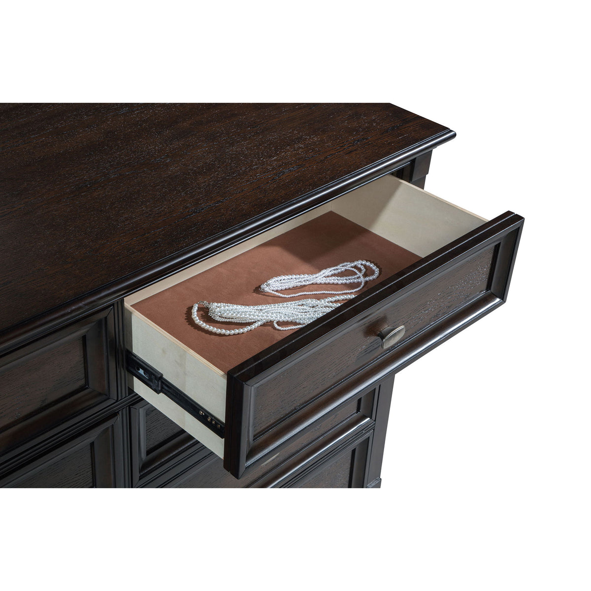Berwick - 8 Drawer Dresser Cabinet With Felt Lined Drawers - Dark Oak
