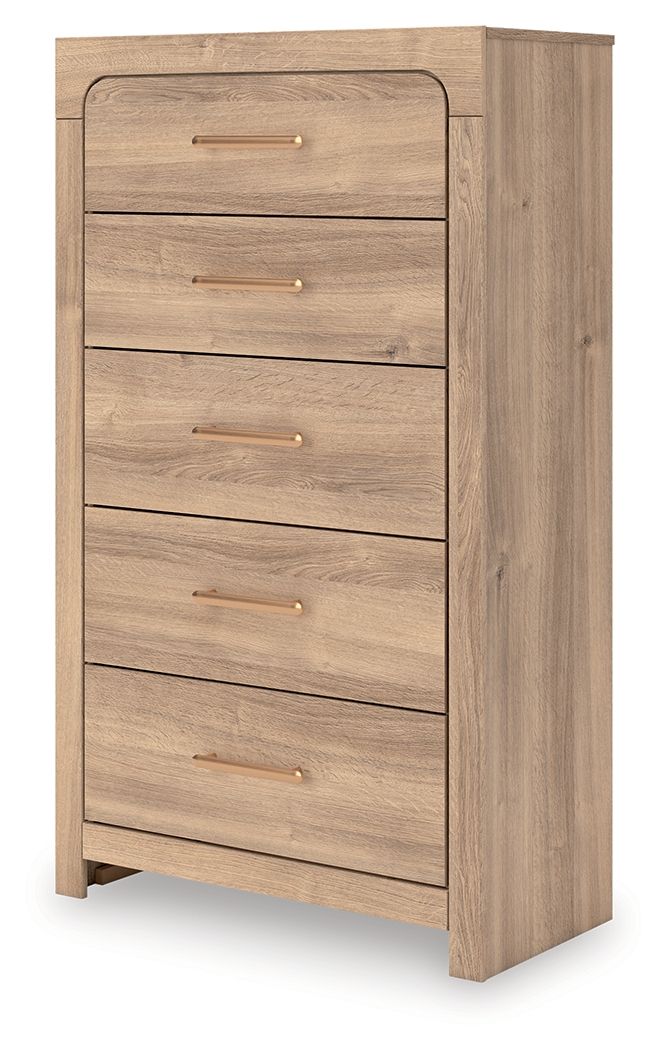Kinlanni - Five Drawer Chest - Tan - R&R Furniture Gallery (Fountain Valley, CA)