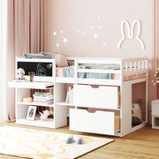 Low Loft Bed With Rolling Desk, Shelf And Drawers - R&R Furniture Gallery (Fountain Valley, CA)
