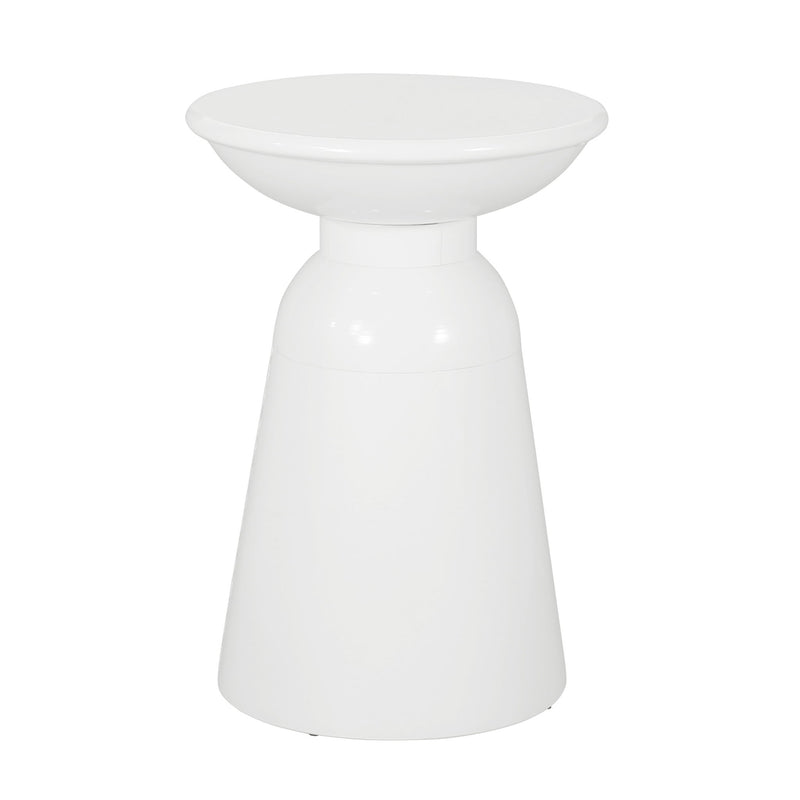 Modern metal end table by Noble House, outdoors, large size with sleek design, perfect for patio or garden accent.