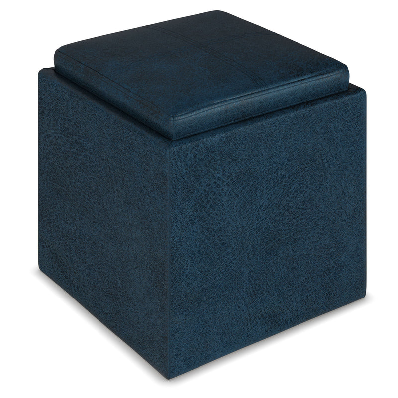 Rockwood - Upholstered Cube Storage Ottoman With Tray - R&R Furniture Gallery (Fountain Valley, CA)