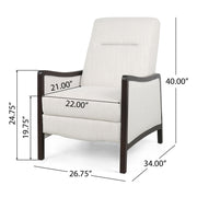 Contemporary fabric upholstered Drury pushback recliner by Noble House in a modern living room setting.