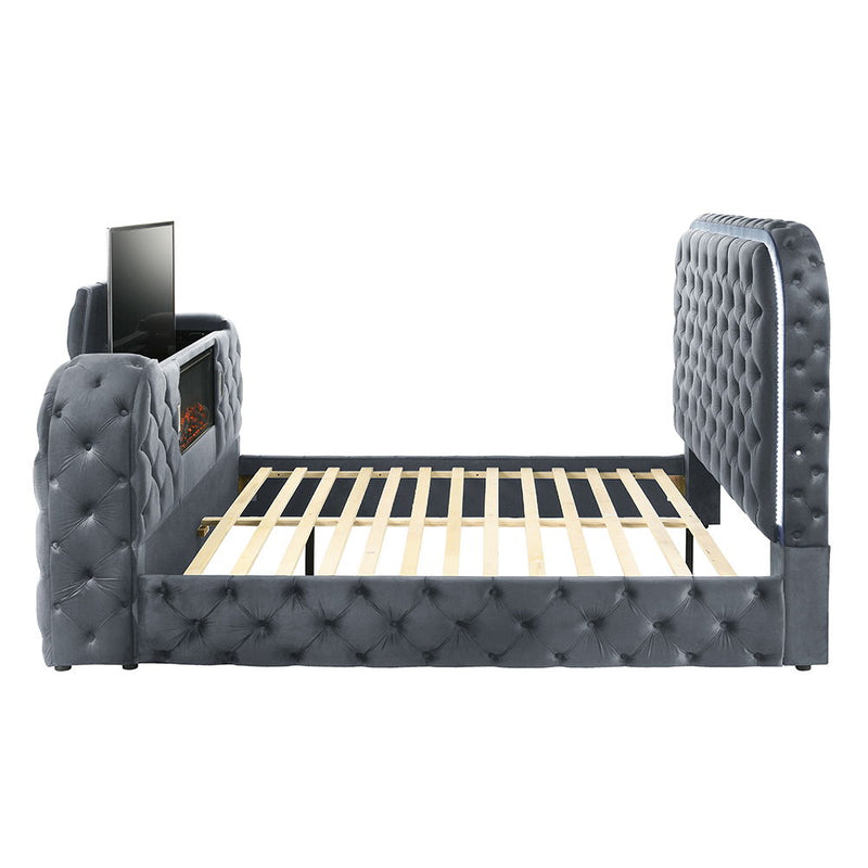 Kana - Bed With LED, Fireplace & TV Stand - R&R Furniture Gallery (Fountain Valley, CA)