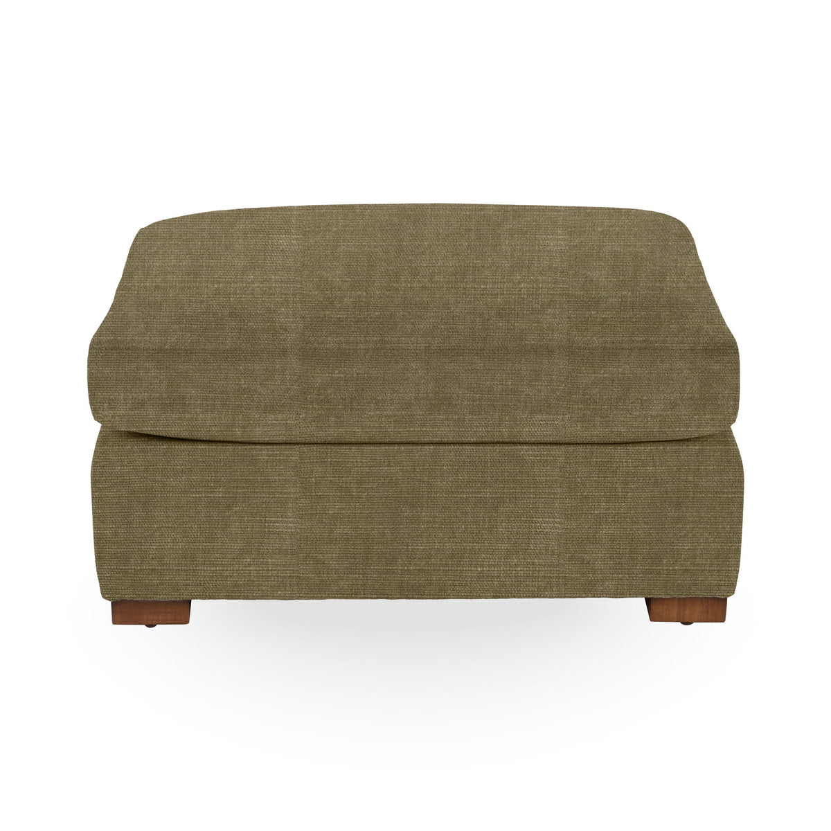 Classic Home Audrey upholstered ottoman with plush fabric and tufted top, perfect as a versatile living room accent piece.